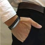 ID Armband Leder Armreif Edelstahl Armbänder für Männer