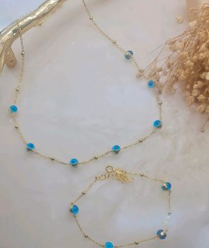 Bullet Nazar Halskette und armband set sterlingsilber 925