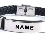 ID Armband Leder Armreif Edelstahl Armbänder für Männer