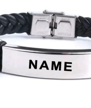 ID Armband Leder Armreif Edelstahl Armbänder für Männer