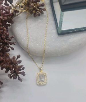 Baguette zirkonia kette anhängerkette sterlingsilber 925