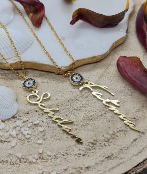 Signatur Namenskette mit Nazarstein sterlingsilber 925