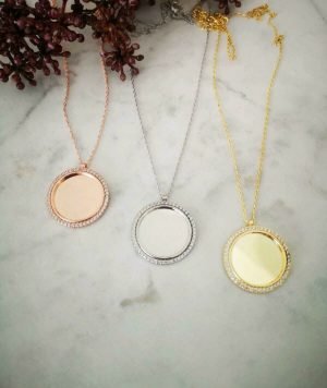 Plättchenkette mit Steinchenrahmen sterlingsilber 925