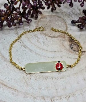 Babyarmband sterlingsilber vergoldet mit Marienkäfer Figuren