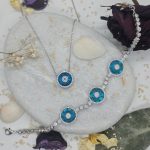 Auge nazarstein, nazarkette und armband sterlingsilber 925