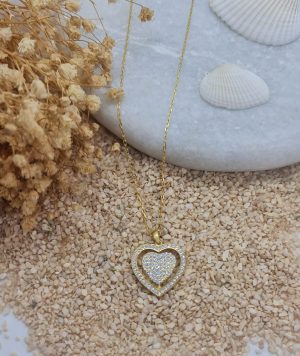 Zirkonia Herz Gravurkette Sterlingsilber 925