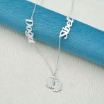 Doppel namenskette mit babyfüßchen sterlingsilber