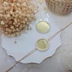 Plättchenkette mit Steinchenrahmen set sterlingsilber 925