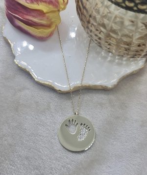 Elegante 14k Gelbgold-Anhängerkette mit Baby-Andenken